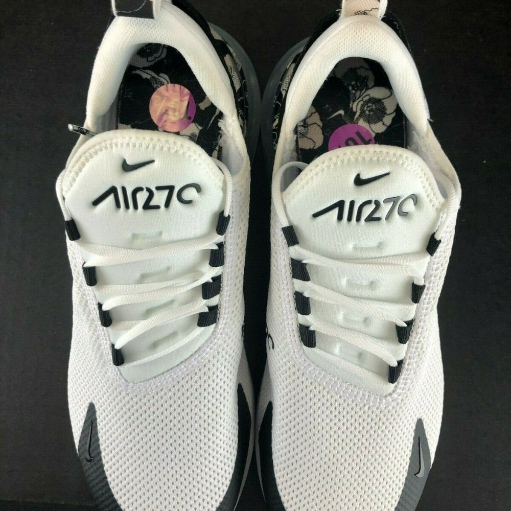 Nike Women Air Max 270 White Black Floral Print Running Shoes AR0499-100 RARE - Picture 7 of 12